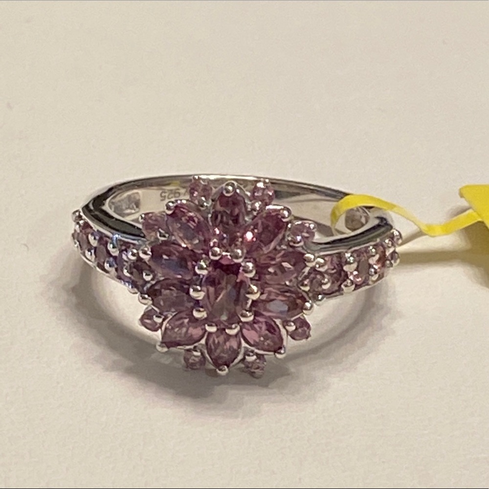 Color Change Garnet Ring in Platinum/Silver
